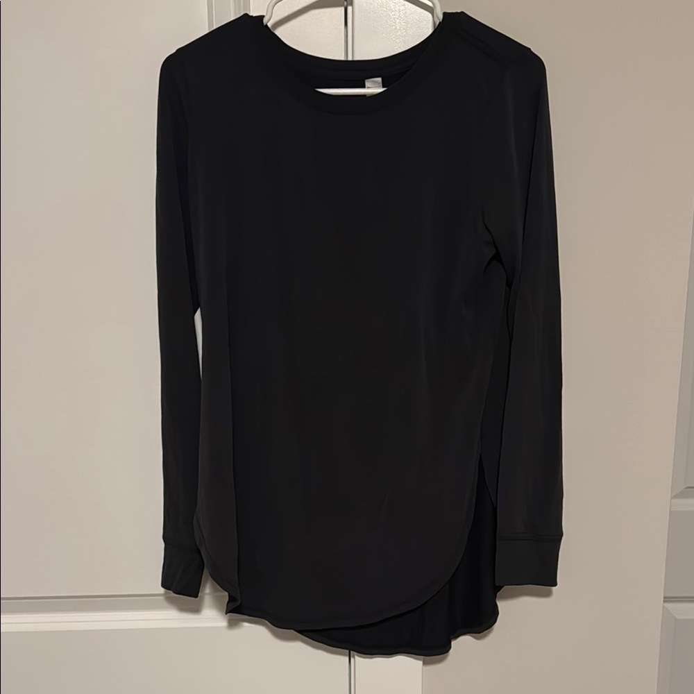 ZYIA Black Long Sleeve Blouse with Rounded Neckline